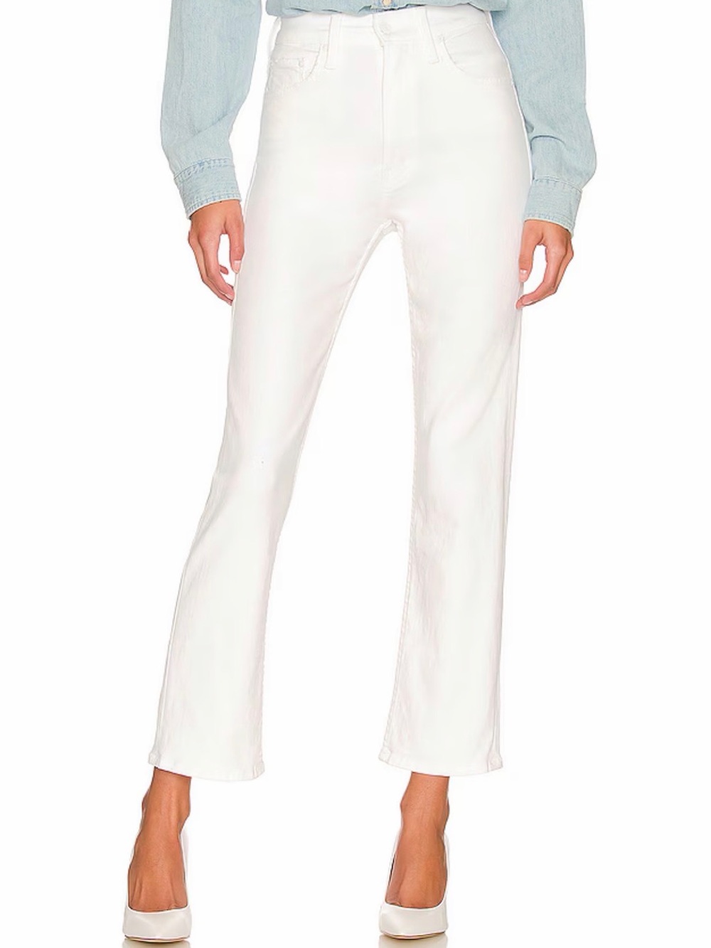 MOTHER High Waisted Rider Ankle White Jeans Fairest of Them All Sz 25